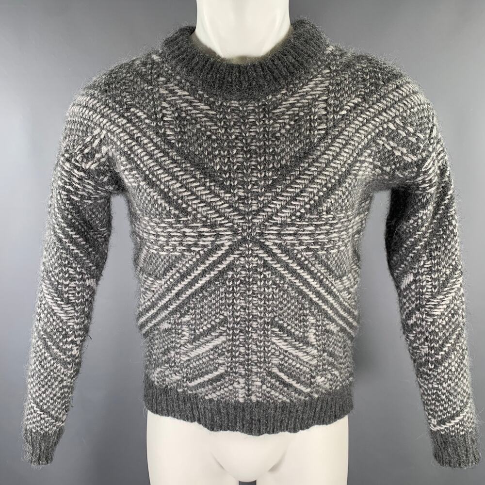 LES HOMMES Size XS Grey Light Grey Angora Blend Crew-Neck Sweater